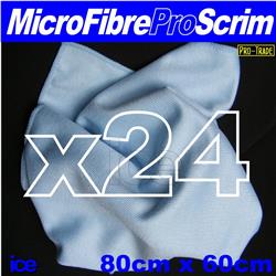 24 x Jumbo 80cm x 60cm Microfibre Window Glass Cleaning Polishing Cloth Scrim - Blue
